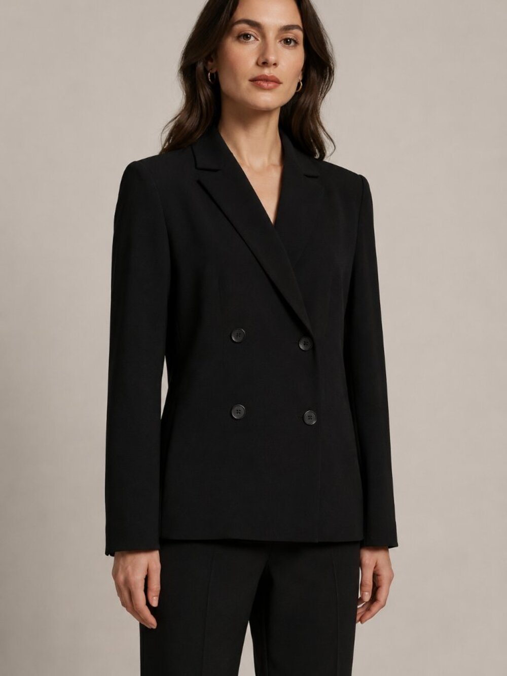 Jones New York Size 4 Black Double Breasted Blazer Made USA Triacetate Tailored